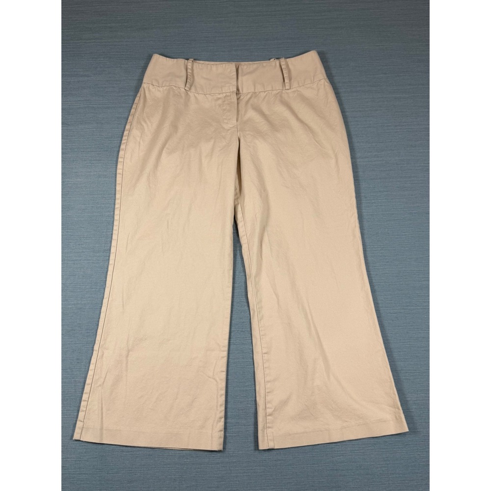 A.Byer Khaki Tan Wide Leg Trousers Size 9 High Rise Cotton Stretch Pants - Picture 2 of 10